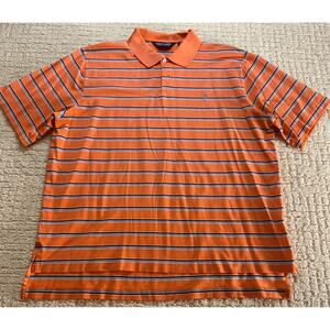 Polo Golf Ralph Lauren Men's XL Orange Striped Pima Cotton‎ Short Sleeve